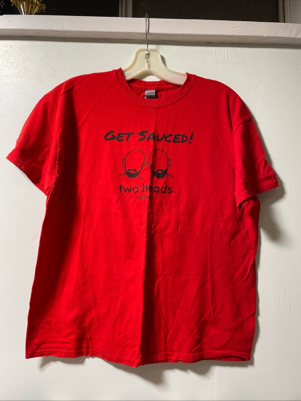 Gildan Red Get Sauced! Two Heads Graphic Tee